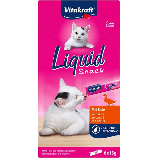 Vitakraft Cat Liquid Snack – ankka ja beetaglukaani, 11 x 6 kpl