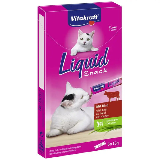 Vitakraft Cat Liquid Snack - naudanliha ja omega, 11 x 6 kpl