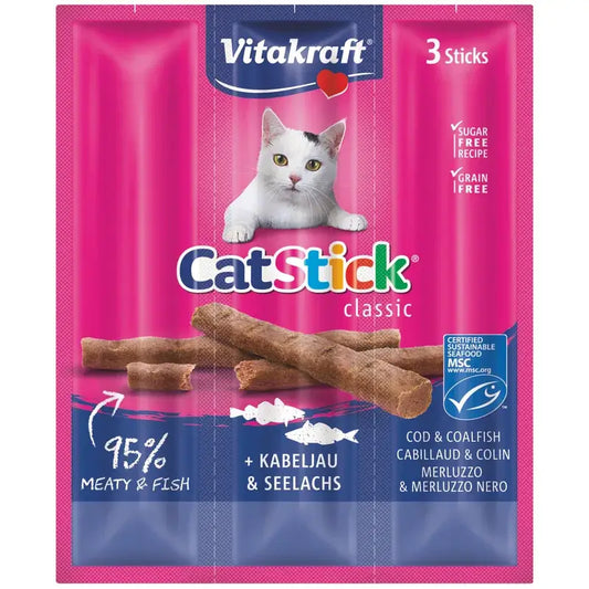 Vitakraft Cat Stick Mini -turska ja tonnikala, 20 x 3 kpl
