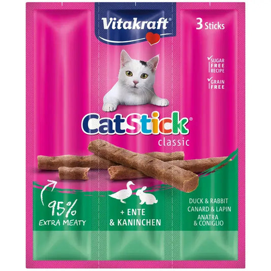Vitakraft Cat Stick Mini – ankka ja kani, 20 x 3 kpl