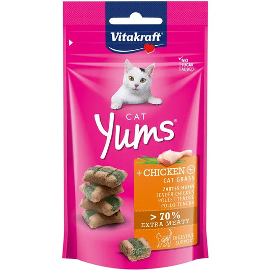 Vitakraft Cat Yums Kana ja kissanruoho 9 x 40 g