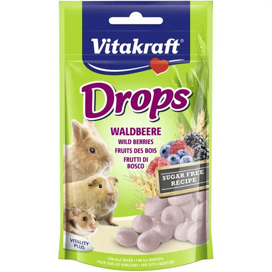 Vitakraft Drops -kääpiökanien hedelmämakuiset karkit, 75 grammaa