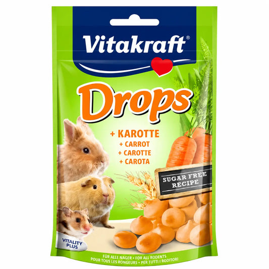 Vitakraft Drops -porkkanamakeiset jyrsijöille, 9 x 75 grammaa