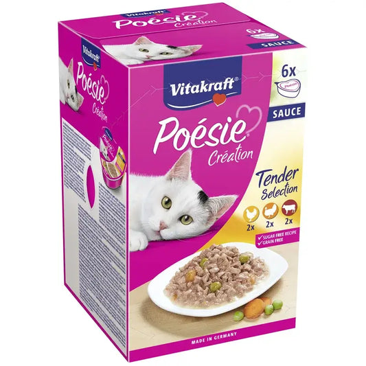 Vitakraft Poesie -monipakkaus, lihakastike, 6 x 85 grammaa