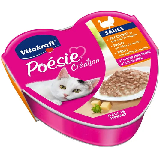 Vitakraft Poesie -kalkkunajuustokastike, purkki 15 x 85 grammaa