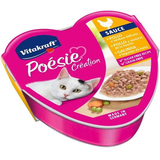 Vitakraft Poesie -kanakastike ja vihannekset, 15 x 85 gramman purkki