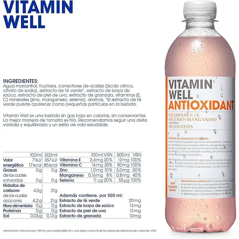 Vitamin Well Antioxidant Persikka, 500 ml