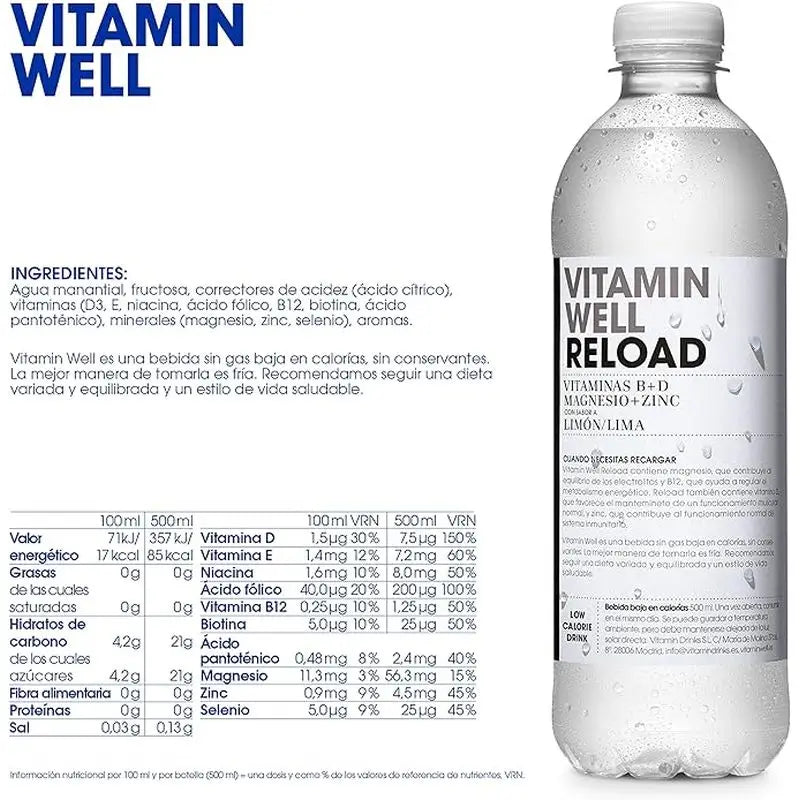 Vitamin Well Reload Lima/Sitruuna, 500 ml