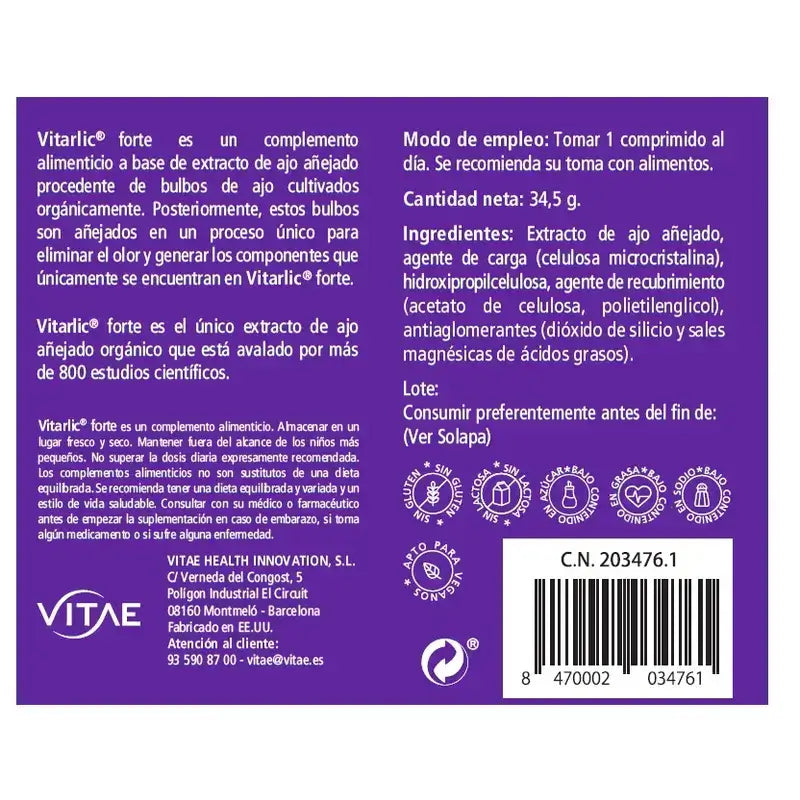 Vitarlic Forte 30 tablettia – Kypsytetty valkosipuli sydän- ja verisuoniterveyden edistämiseen