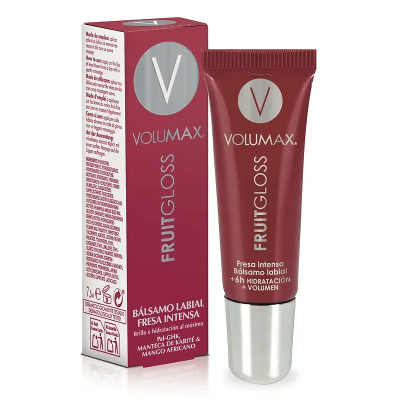 Volumax Fruitgloss Intensiivinen mansikka-huulivoide 7,5 ml.