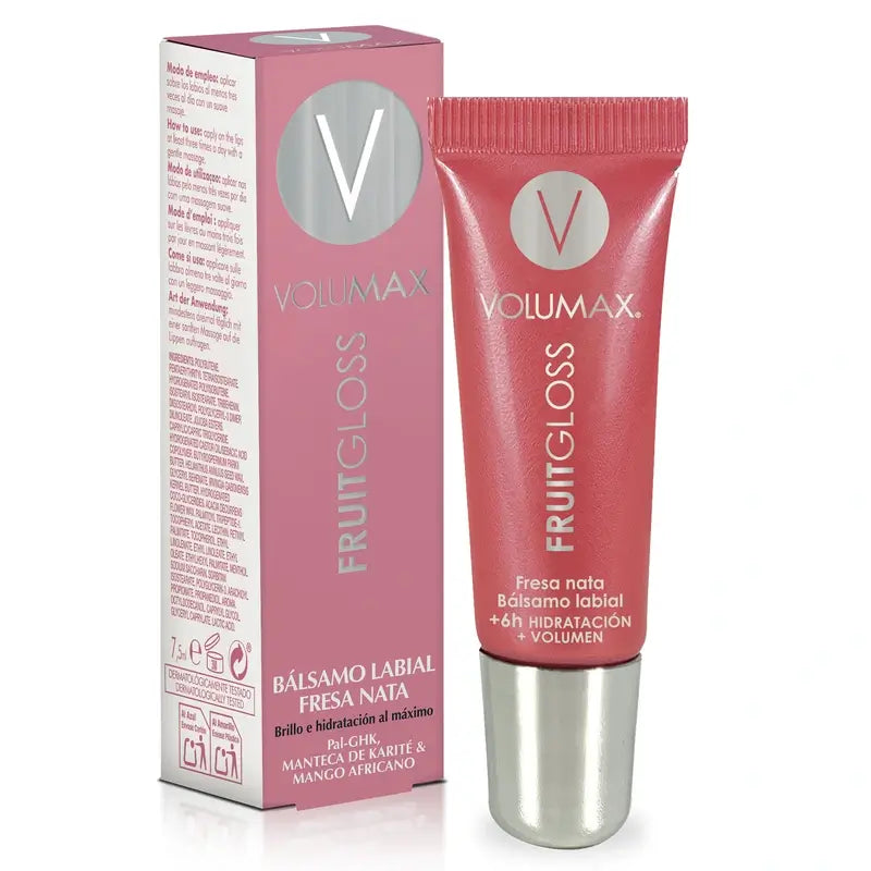 Volumax Fruitgloss Mansikka-kerma Huulivoide 7,5 ml.