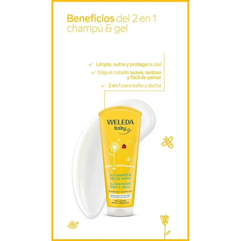 Weleda Baby -shampoo ja suihkugeeli, kehäkukka, 200 ml