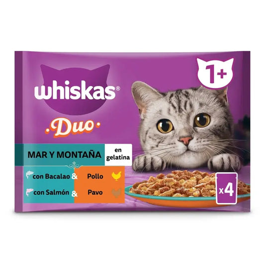 Whiskas Tasty Duo Surf & Turf -pakkaus, 4 kpl, 13 x 4 x 85 g  