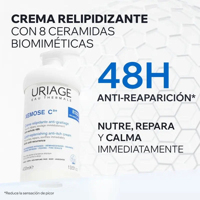 Uriage Xemose C8+ Lipidejä palauttava, kutinaa lievittävä voide 400 ml 