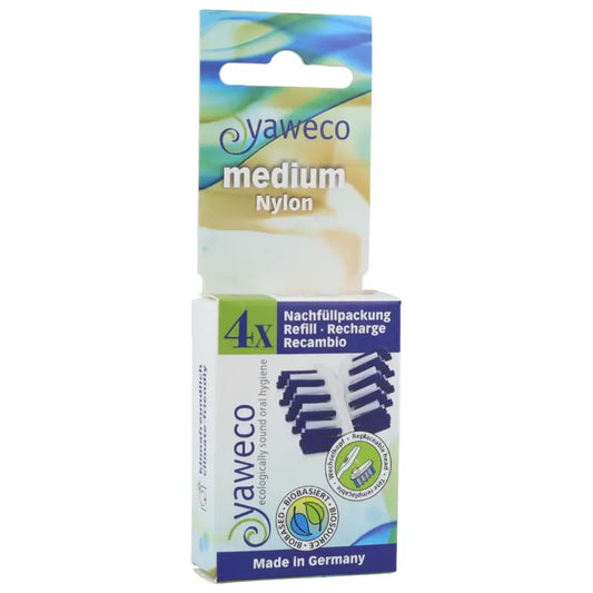 Yaweco - hammasharjan vaihtoosat, nailon, keskikova–kova, 4 kpl