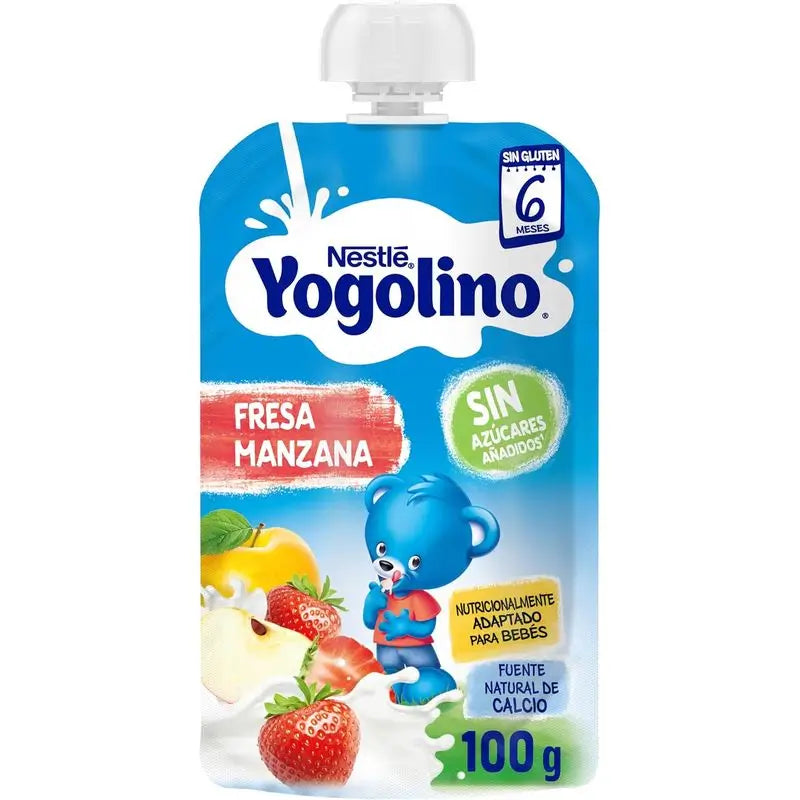 Yogolino sokeriton mansikka-omena-pussi, 100 g  x 8 kpl