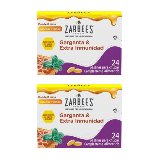 Zarbee'S Kurkku & immuunijärjestelmä, 2 x 24 imeskelytablettia, joissa on hunajaa, minttua, sinkkiä ja D-vitamiinia 