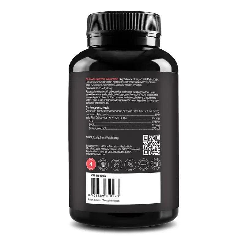 Zenement Astaksantiini, 8 mg, sisältää omega-3-rasvahappoja, 120 pehmeää kapselia