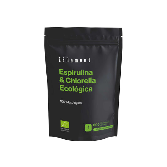 Zenementin luomulaatuiset spirulina- ja chlorella-tabletit, 600 tablettia