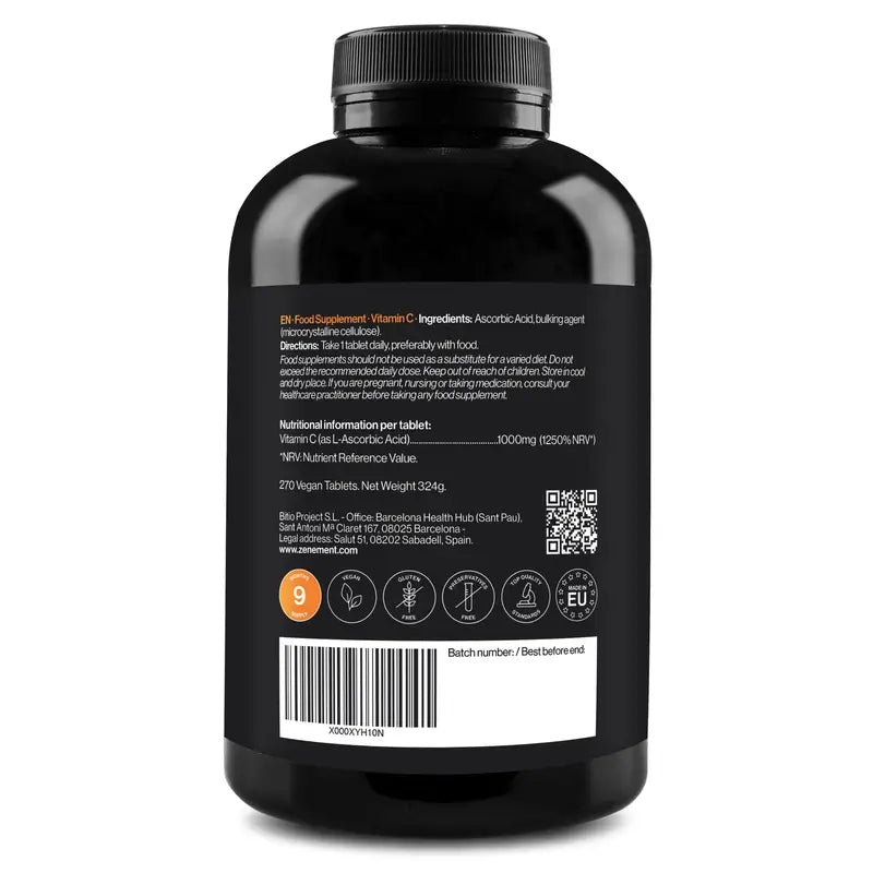 Zenement C-vitamiini 1000 mg, 270 vegaanista tablettia