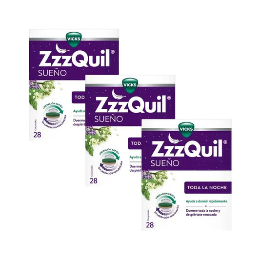 Zzzquil: melatoniini, valeriaana ja B6-vitamiini, 3 x 28 tablettia 